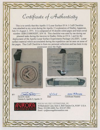 Lot #510 Dave Scott Apollo 15 Flown Lunar Surface-Used EVA-1 Cuff Checklist - Image 103