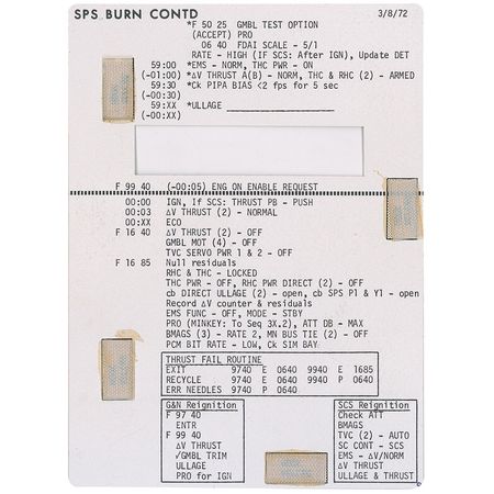 Lot #553 Apollo 16 Training Cue Card - Image 2