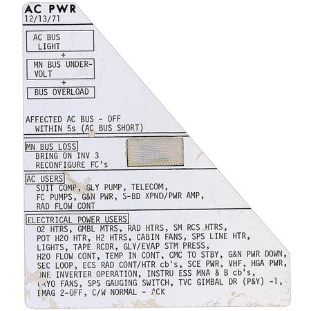 Lot #554 Apollo 16 Training Cue Card - Image 1