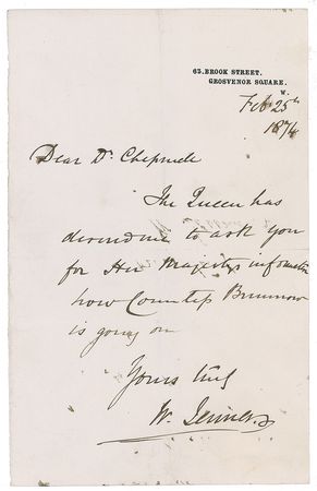 Lot #359 William Jenner: On orders from Queen Victoria, Jenner makes an inquiry into a health matter - Image 1