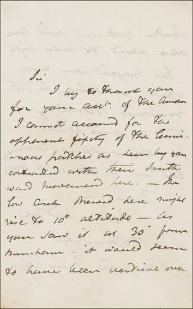 Lot #351 John F. W. Herschel: Herschel discusses an 1843 Northern Lights display: “I cannot account for the...luminous patches as seen by you contrasted with their southward movement here” - Image 1