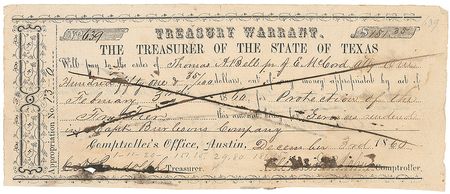 Lot #354 Sam Houston Signed Document - Image 1