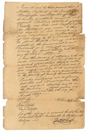 Lot #270 Mathew Caldwell Signed Document - Image 1