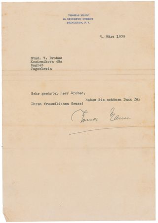 Lot #784 Thomas Mann Typed Letter Signed - Image 2