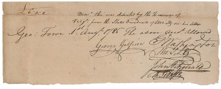 Lot #201 George Washington: As president of the Potowmack Navigation Company, Washington approves expenditures for 1785 improvements to navigation along the Potomac River - Image 1