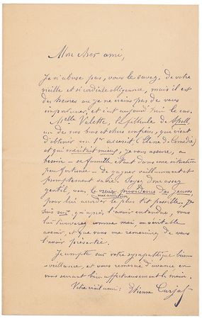Lot #693 Etienne Carjat Handwritten Letter Signed - Image 1