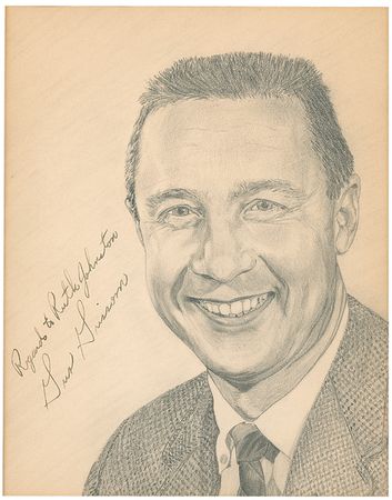 Lot #632 Mercury 7: Vintage sketches of the Mercury astronauts done by a NASA employee and signed by their subjects, including “poor subject” John Glenn - Image 5