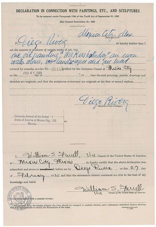 Lot #811 Diego Rivera: Rivera declares eight paintings, including “Workers holly day” - Image 2