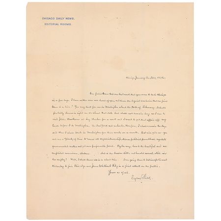 Lot #733 Eugene Field: “By the way, how is the beautiful and accomplished manicure Madame…Is the buxom little redheaded wench still in her employ?” - Image 1