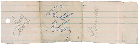 Lot #1006 Buddy Holly and the Crickets: Holly boldly signs along with the Crickets - Image 1