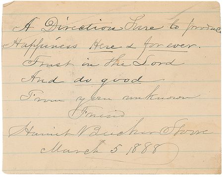 Lot #833 Harriet Beecher Stowe: ?Trust in the Lord and do good? - Image 2