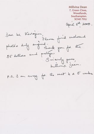 Lot #450 Titanic: Millvina Dean Handwritten Letter Signed - Image 1