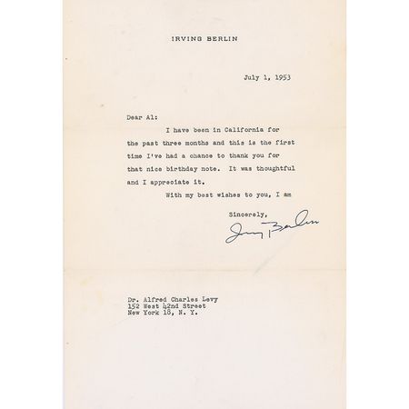Lot #996 Irving Berlin - Image 2