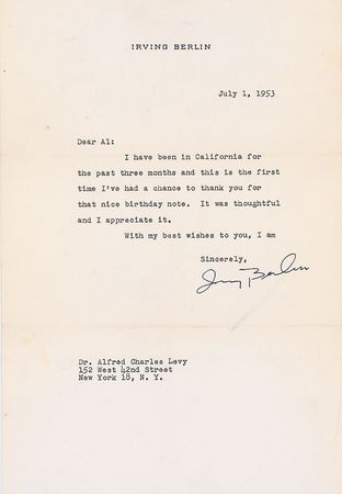 Lot #996 Irving Berlin - Image 1
