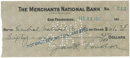 Lot #777 Jack London Check - Image 1