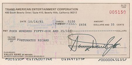 Lot #1414 Sammy Davis, Jr Check - Image 1