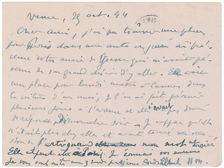 Lot #785 Henri Matisse Handwritten Letter Signed - Image 1
