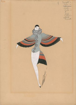 Lot #727 Erte: Twice-signed vibrant original Erte work - Image 1
