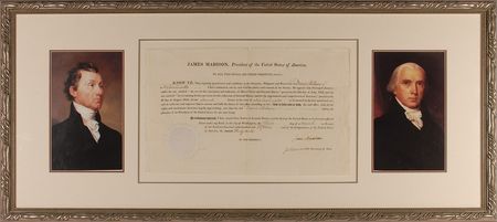 Lot #146 James Madison and James Monroe: In the midst of war, Madison and Monroe appoint a Massachusetts assessor - Image 1
