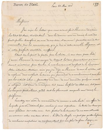 Lot #711 Baron de Stael Handwritten Letter Signed - Image 1