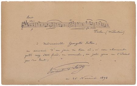 Lot #920 Vincent d’Indy and Charles Marie Widor Signed Musical Quotes - Image 1