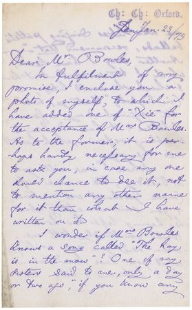 Lot #719 Charles L. Dodgson: A rare letter dominated by Dodgson’s love of young girls, asking after a child actress whose beauty captivated him and sharing a photo of his favorite young muse ‘Xie’ - Image 1