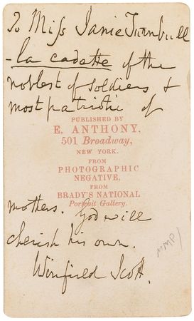 Lot #82 Winfield Scott: Scott praises the “most patriotic of mothers” - Image 2