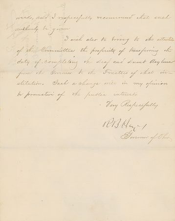 Lot #122 Rutherford B. Hayes: Hayes oversees the building of an institution to care for Ohio’s handicapped - Image 2
