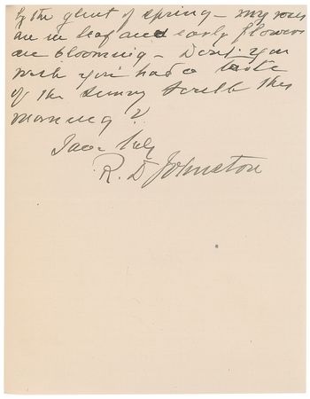 Lot #59 R. D. Johnston Handwritten Letter Signed - Image 2