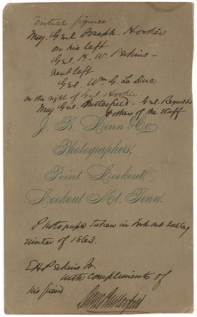 Lot #20 Daniel Butterfield: War-dated portrait of Hooker and his staff in Lookout Valley - Image 2