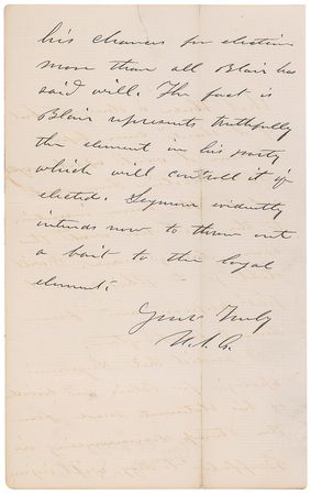 Lot #121 U. S. Grant: Twelve days before the heated presidential election of 1868, Grant evaluates the potential for assassination: “I cannot realize that there is danger; but if it should come before election it would upset everything” - Image 3