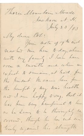 Lot #446 Supreme Court: Stanley Matthews: A Supreme Court Justice responds to a malicious report concerning his appointment involving “Gen. Garfield” and “Prest. Hayes” - Image 1