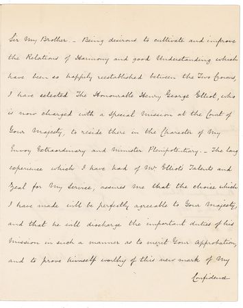 Lot #425 Queen Victoria: The Queen introduces a new and controversial envoy to Francis II - Image 1