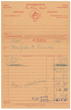 Lot #141 Jacqueline Kennedy: The first lady sends payments for two hunting trips - Image 2