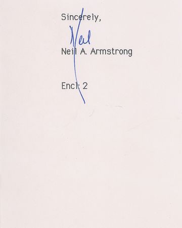 Lot #584 Neil Armstrong Signed Note and Signature - Image 1