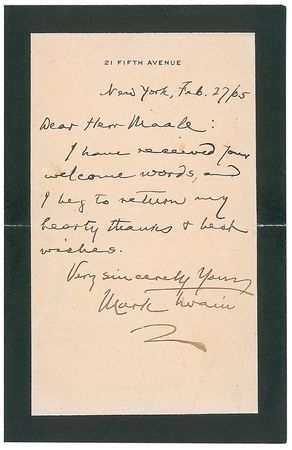 Lot #701 Samuel L. Clemens: Still grieving the loss of his wife, “Mark Twain” sends thanks on mourning stationery - Image 2