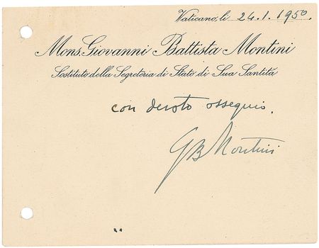Lot #378 Pope Paul VI Signature - Image 1