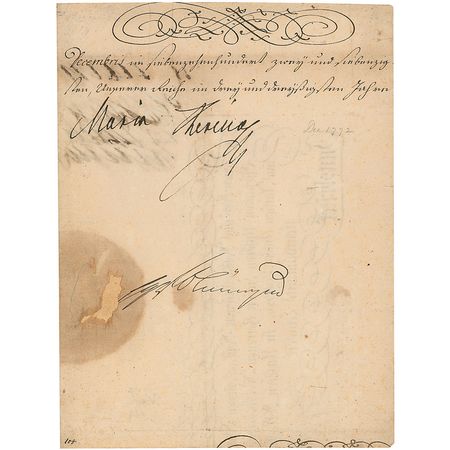 Lot #345 Maria Theresa Partial Signed Document - Image 1