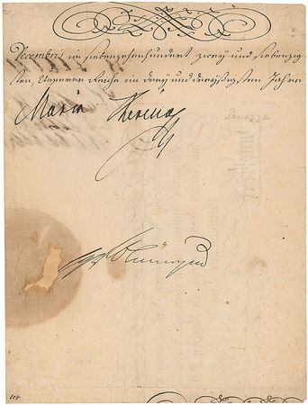Lot #345 Maria Theresa Partial Signed Document - Image 2
