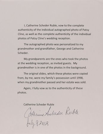 Lot #968 Patsy Cline: Scarce portrait inscribed to Cline?s wedding guests - Image 3