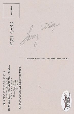 Lot #1256 Three Stooges: Three Stooges sign at Ruby Foo’s in New York - Image 2