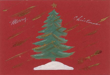 Lot #1253 Elizabeth Taylor: An original hand-painted Christmas card of her own design - Image 2