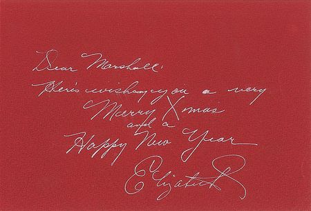 Lot #1253 Elizabeth Taylor: An original hand-painted Christmas card of her own design - Image 1
