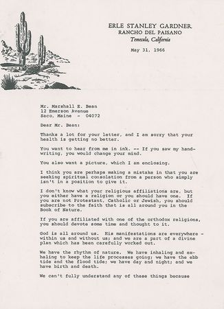 Lot #728 Erle Stanley Gardner: “Our finite minds are too small in power to encompass even the meaning of the stars which glow reassuringly in the heavens” - Image 2