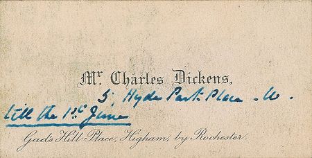 Lot #228. Charles Dickens Calling Card