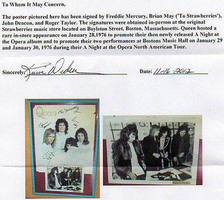 Lot #984 Queen: Supremely rare, fully signed Queen poster, obtained mere weeks after the release of their magnum opus A Night at the Opera - Image 1