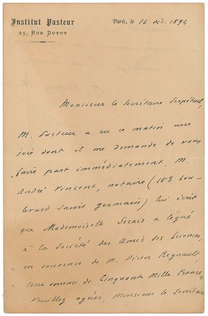 Lot #406 Rene Vallery-Radot Handwritten Letter Signed - Image 2
