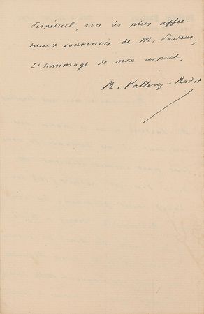 Lot #406 Rene Vallery-Radot Handwritten Letter Signed - Image 1