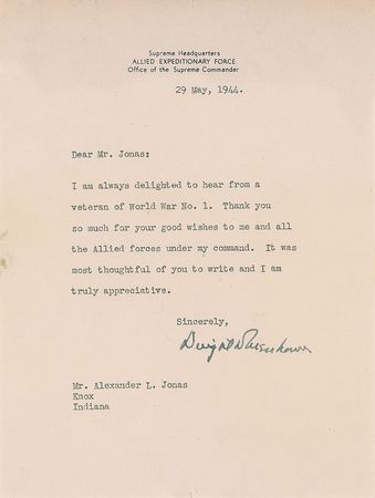 Lot #125 Dwight D. Eisenhower: ?I am always delighted to hear from a veteran of World War No. 1? - Image 2