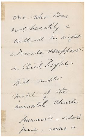 Lot #375 Wendell Phillips: ?They will never vote for any one who does not heartily & with all his might advocate & support a Civil Rights Bill on the model of the immortal Charles Sumner? - Image 3